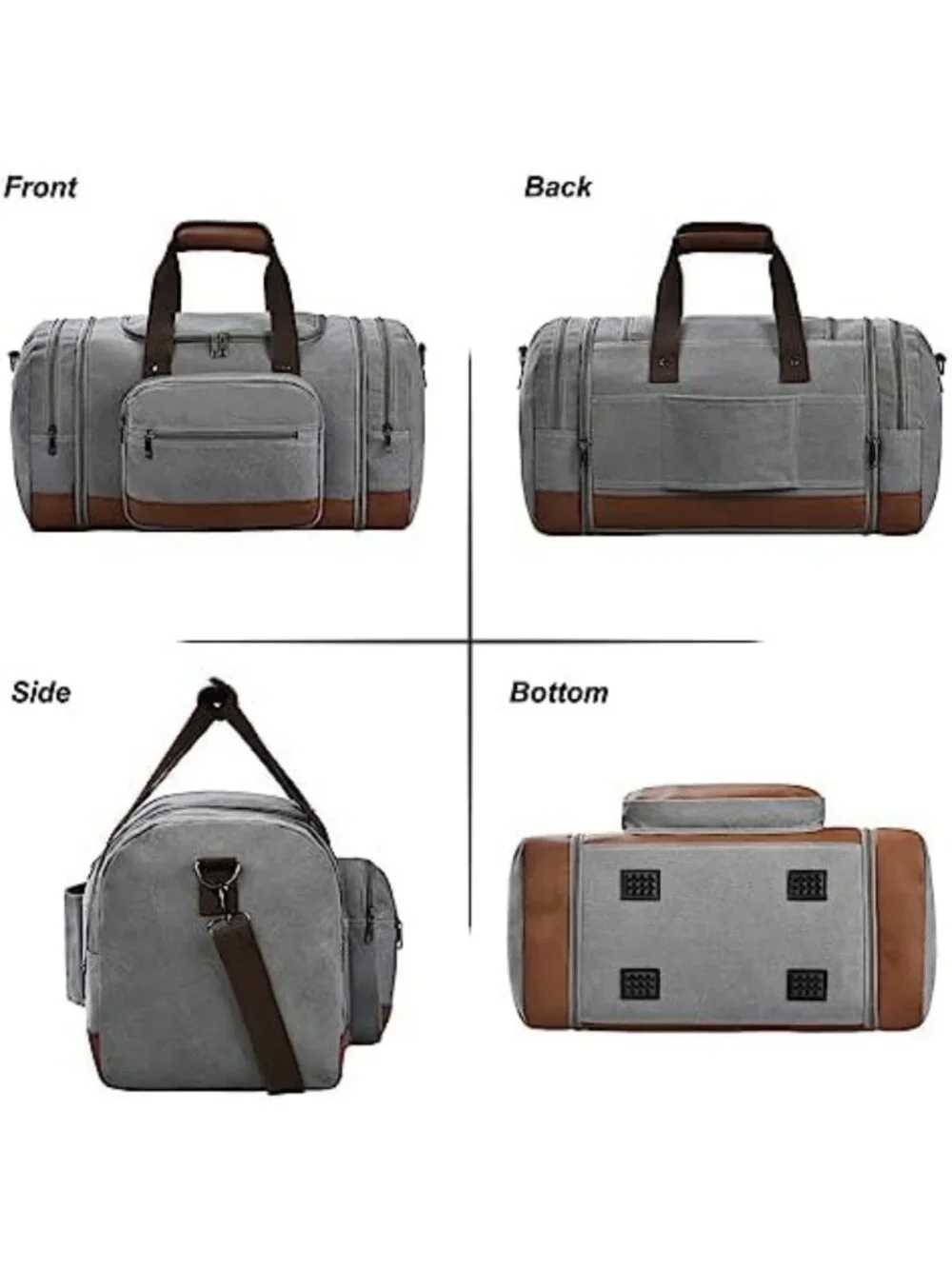 Spacious 60L Canvas Duffle Bag for Travel, Gym, Weekend Getaways, Overnight Use